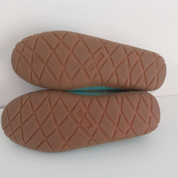 LL Bean Slippers Women 8 Teal Blue Suede Fur Lined Moccasins Cabincore Durable - Picture 12 of 15